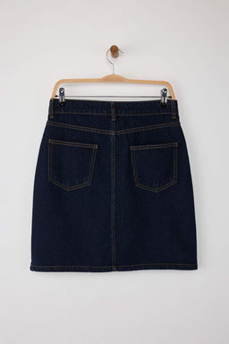 Koyu Mavi Onden Dugmeli Mini Denim Etek TWOAW26ET00022 - Trendyolmilla фото 6