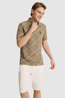Erkek Haki Regular Fit Polo Yaka Ti__rt
