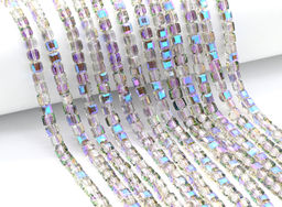 Бусины из циркона кубик гр.6*6мм цв.сиреневый хамелеон, 40см, 70 бусин Радуга камня