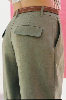 LINEN BELTED STRAIGHT-LEG TROUSERS - Zara фото 41