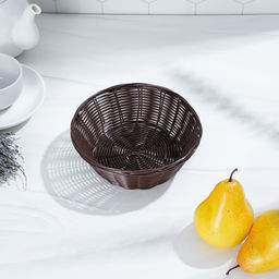 Корзинка для фруктов и хлеба Доляна «Шоко», 18×18×5.5 см, пластик, плетёная, коричневая