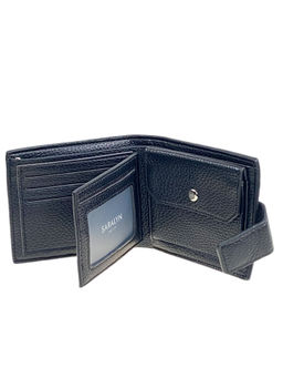 Мужское портмоне из натуральной кожи, цвет черный - Greta фото 2