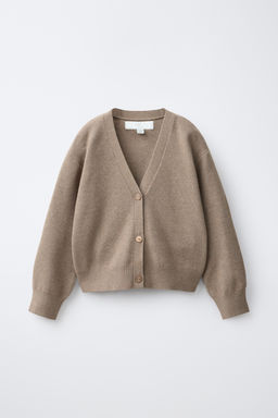 CHAQUETA PUNTO CUELLO PICO / Tostado
