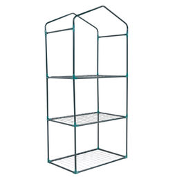 UGH-R10 H125 GREEN/WHITE Парник-стеллаж для рассады, 3 полки, 60x40x125см. Металлическая труба в ПВХ, цвет зеленый. Тент из армированного полиэтилена 135г/м2, цвет сетки белый. TM ФитоЛето