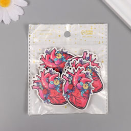 Декор для творчества дерево «Сердце в цветах», набор 5 шт., 5.5×4×0.3 см