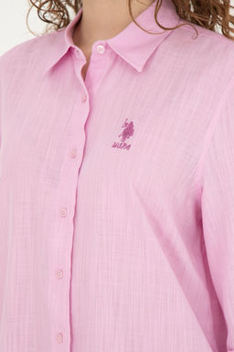Женская розовая рубашка с длинным рукавом - U.s. polo assn фото 14