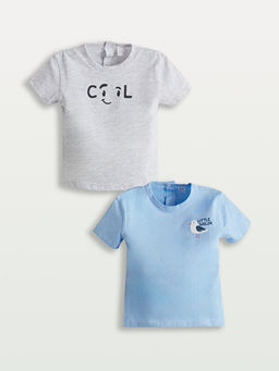 Bask?l? Pamuklu Erkek Bebek Ti??rt 2li