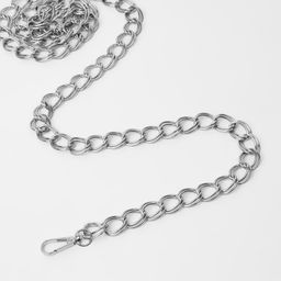 Цена за 2 шт. Цепочка для сумки, с карабинами, металлическая, двойная, 19×14 мм, 120 см, цвет серебряный