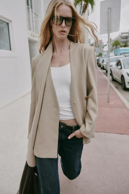 BLAZER WITH DRAPED NECK - Zara фото 5