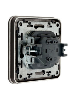 Выключатель, серия Circular, 10 А, одноклавишный, с подсветкой, скрытый монтаж, чёрный