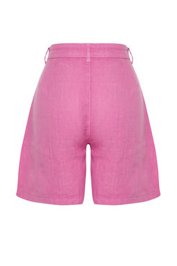 TRENDYOLMILLA Vizon %100 Keten Pileli Yuksek Bel Sort TWOSS24SR00093 фото 14