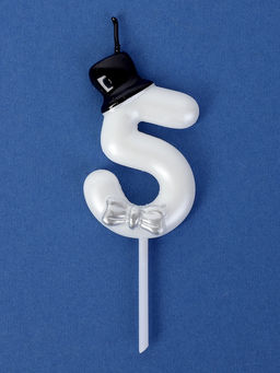 Цена за 3 шт. Свеча для торта «Джентельмен», цифра 5, белая