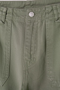 Haki Kargo Cep Kapak Detayl? Yuksek Bel Wide Leg Jeans TWOSS25JE00030 - Trendyolmilla фото 7