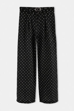 Siyah Kemerli Puantiyeli Astarl_ Wide Leg Geni_ Pa_a Pantolon TWOSS26PL00211