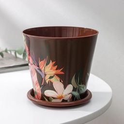 Цена за 2 шт. Горшок для цветов Доляна «Тропический лес», 800 мл, цвет коричневый