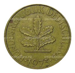 Монета 10 пфеннигов 1973 года J Германия