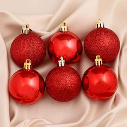 Ёлочные игрушки Глянцевый блеск, шары новогодние, d=5 см, набор 12 шт., красный