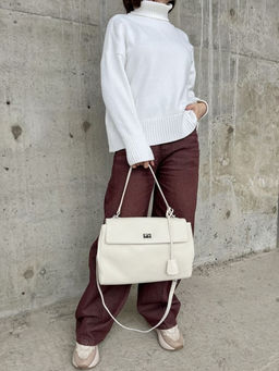 Женская кожаная сумка-портфель 8399-3 Кремовый