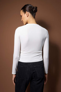 Kahverengi Aksesuar Detayl? Vucuda Oturan Esnek Orme Bluz TWOAW26BZ00303 - Trendyolmilla фото 8