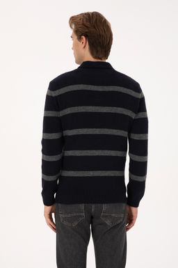 Erkek Regular Fit Polo Yaka Lacivert Kazak