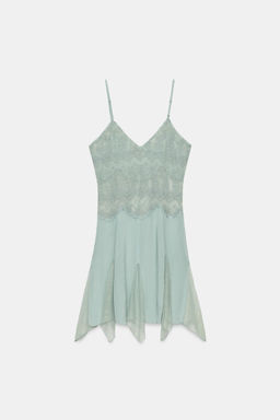 VESTIDO CORTO ENCAJE ZW COLLECTION / Azul pastel - Zara фото 7