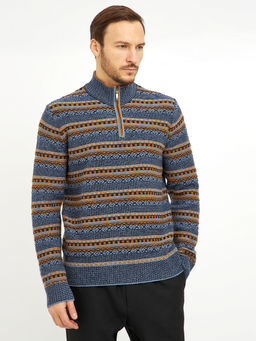 водолазка мужская с молнией на воротнике и с узорами - Glenfield фото 3