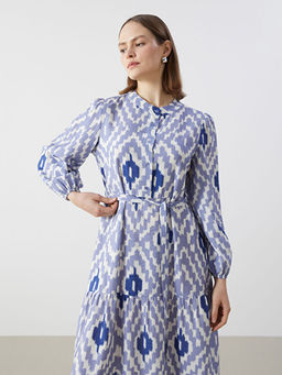 Hakim Yaka Desenli Elbise