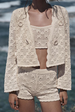 CHAQUETA PUNTO POINTELLE FLORES / Beige claro - Zara фото 2