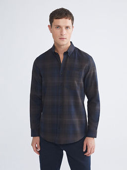 Regular Fit Uzun Kollu Ekose Gabardin Erkek G?mlek