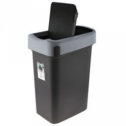 Ведро для мусора с плавающей крышкой пластмассовое SMART BIN 50л, с креплением для мусорных пакетов, серый Econova (Россия) - Домашняя мода фото 3