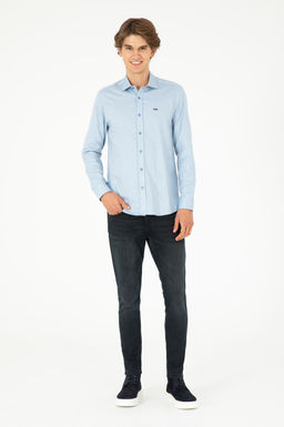 Мужская темно-синяя базовая рубашка с длинным рукавом - U.s. polo assn фото 4