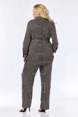 Костюм Элль стиль 2299 бежевый/черный принт  фото 2