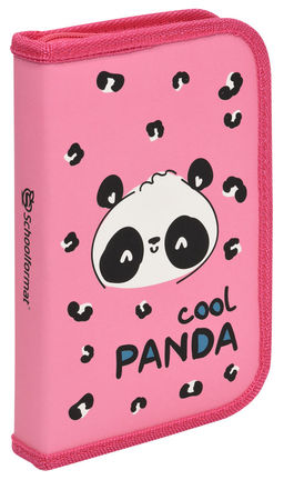 Пенал 1 секционный большой Schoolformat FLUFFY PANDA, 190х90 мм, Soft-touch