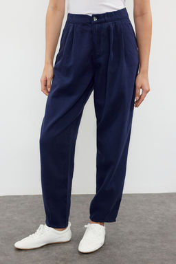 Lacivert Premium Dikis Detayl? Beli Lastikli Yuksek Bel Balon Jeans TWOAW25JE00002 - Trendyolmilla фото 3