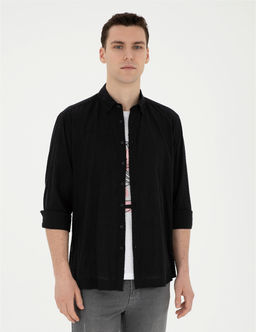 Siyah Regular Fit Uzun Kollu G_mlek