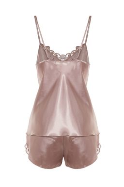 Trendyolmilla Siyah Dantelli Ip Ask?l? Saten Sortlu Dokuma Pijama Tak?m? THMAW21PT0843  фото 8