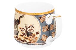 Кружка 500 мл 13,5*10*9 см "Павлин на бежевом" NEW BONE CHINA, фарфор
