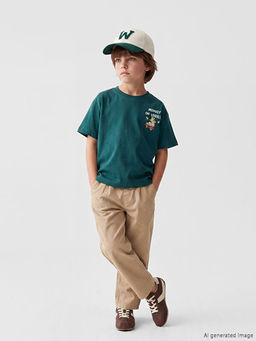Nostaljik Maymun Bask?l? Unisex ?ocuk Ti??rt