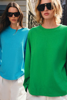 CAMISETA ALGOD?N Y LINO / Verde - Zara фото 2