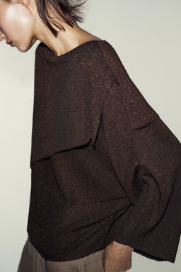 METALLIC THREAD KNIT CAPE JUMPER - Zara фото 2