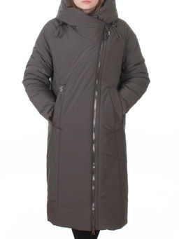 M-9102 GRAY/GREEN Пальто зимнее женское (верблюжья шерсть, 120 гр. холлофайбер)