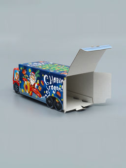 Подарочная коробка Новогодняя Фура «Новогодний пилотаж» с анимацией 36×15×10 см