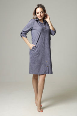 Платье женское П-127 (кулирка) Синий лён