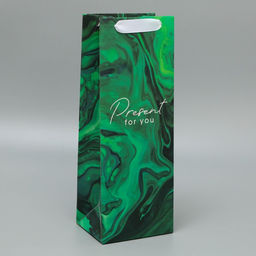 Пакет подарочный ламинированный под бутылку, упаковка, Present for you, 13 x 36 x 10 см