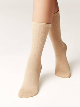 Цена за 2 пары CONTE ACTIVE Носки женские хлопковые (удлиненные) бежевый