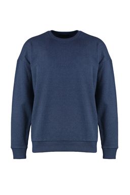 Indigo Oversize/Genis Kesim Cicek S?rt Bask?l? Ici Polarl?/S?cak Tutan Sweatshirt TMNAW23SW00493