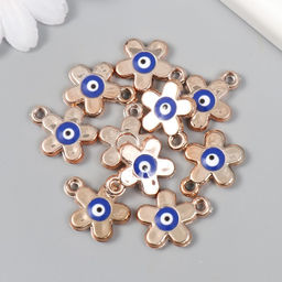Цена за 10 шт. Декор для творчества пластик под металл Цветочек от сглаза, золото, 1.8?0.3?2.1 см