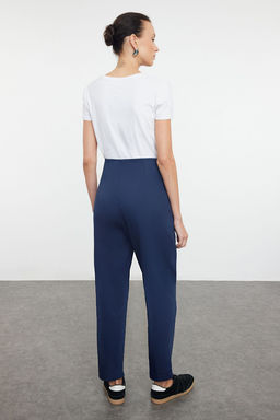 Lacivert Pamuklu Havuc Kal?p Serit Detayl? Dokuma Pantolon TWOAW22PL0342