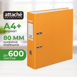 Папка-регистратор ECONOMY PLUS, 80мм, оранж,ПБП1, карм.кор.,мет.уг - Attache фото 2