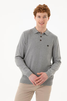 Мужской серый меланжевый свитер Неожиданная скидка в корзине - U.s. polo assn фото 3